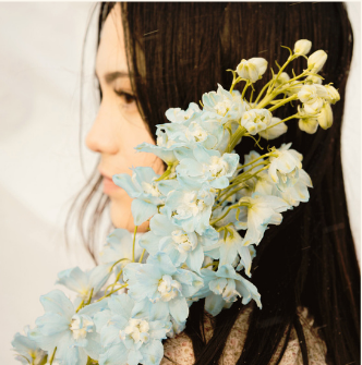Blue flowers portrait